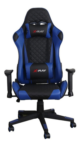 Cadeira de escritório Elidy X-Ray Youtuber Xtreme Gaming gamer ergonômica  azul com estofado de couro