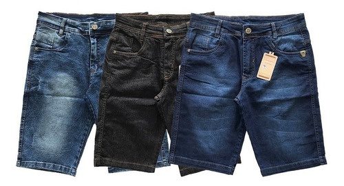 Kit /3 Bermuda Jeans Masculino Atacado Tamanhos Grandes