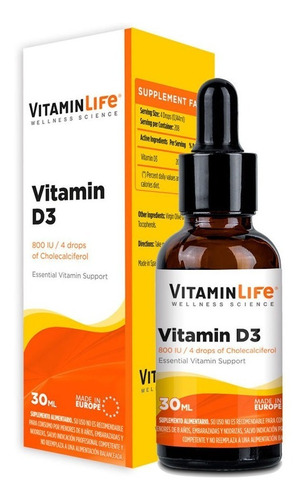 Vitamin D3 (800 Iu / 4 Drops / 30ml) - Vitamin Life