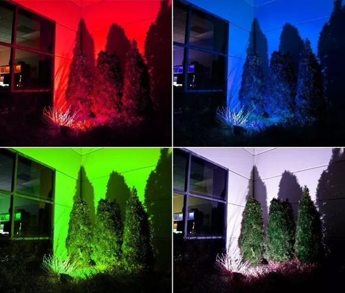 Imagen 3 de 8 de Reflector Rgb 20w Led 220v Control Remoto Colores Exterior
