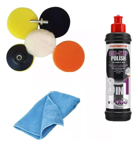 Kit De Pulido P/ Taladro Menzerna 3 En 1 250ml + Microfibra Color