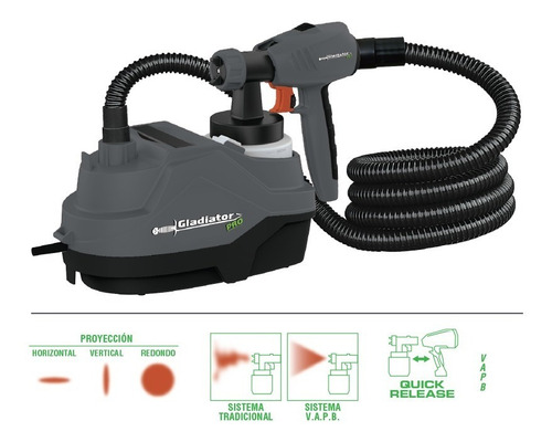 Pistola Para Pintar Hvlp 600w Profesional Gladiator Hv8800 Gris