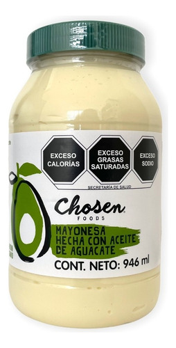 Mayonesa De Aguacate 946 Ml Chosen Foods Sin Gluten Sin Ogm