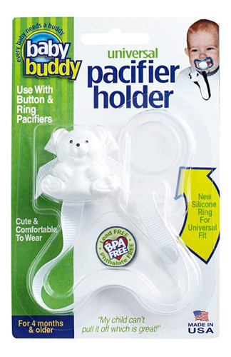 Baby Buddy Universal Pacifier Holder Clip -snaps To Paci Or