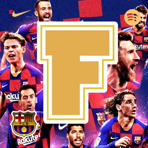 Set Globos + Banderin+ Toppers Fc Barcelona Feliz Cumpleaños Azul Fútbol