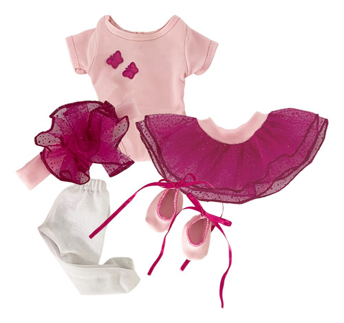 Kit Roupa De Boneca Bailarina Adora Doll E Reborn Laço Fita