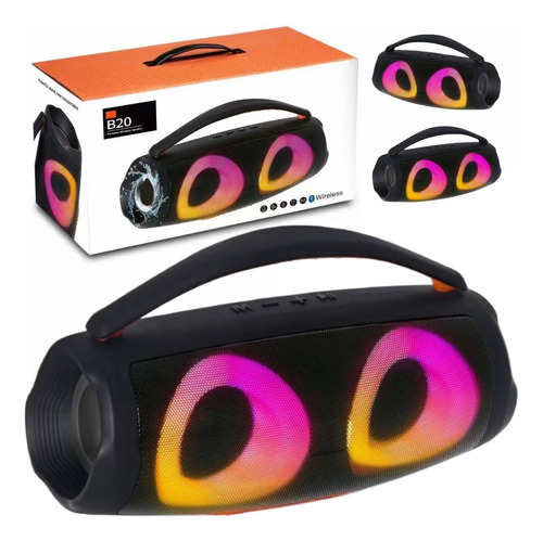 Bocina Portatil Altavoz Bluetooth Inalámbric Luces Rgb Negra