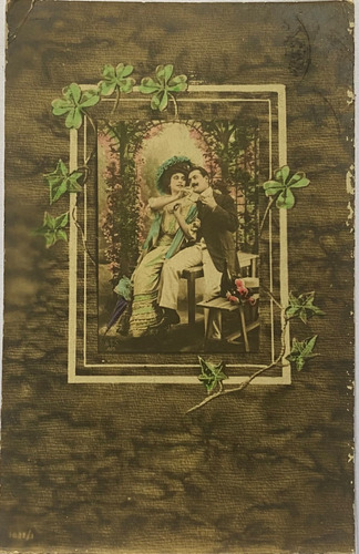 Antigua Postal Romántica, Pareja, Pintura, Año 1911, Pr18
