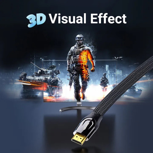 Cable Hdmi Vention 2.0 - 1 Metro - Ultra HD 4k 60hz - Certificado Profesional - Hdr Arc HDCP 3D 18Gbps - Cable Plano Trenzado Blindado - Premium - Para Smart TV / PC / Notebook / Monitor - AASBF