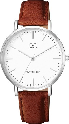 Reloj Q&q Modelo Q978j301y Piel Café Carátula Blanca