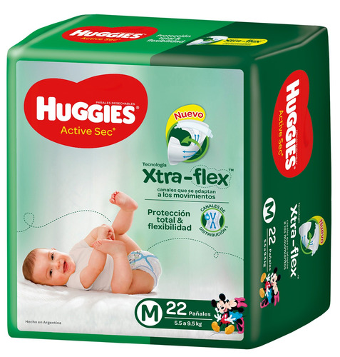 Pañales Huggies Active Sec  M