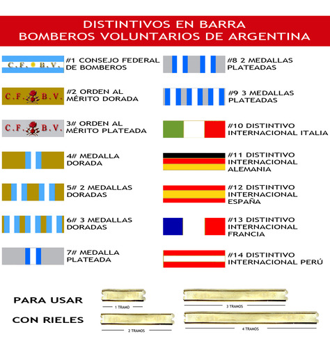 Barras De Distintivos Y Medallas Para Bomberos Voluntarios