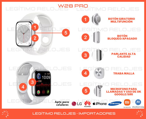 Imagen 2 de 10 de Reloj Inteligente Smartwatch W28 Pro Tope Gama Android Ios