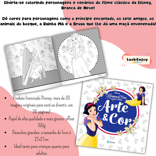 Kit Livro Para Ler E Colorir Com Diversão Disney Aprender Brincando - Auxilia Na Coordenação Motora