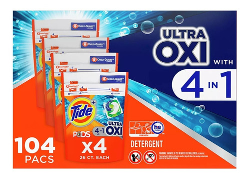 Paquete De Detergente Líquido Tide Pods Ultra Oxi 104 Pzs