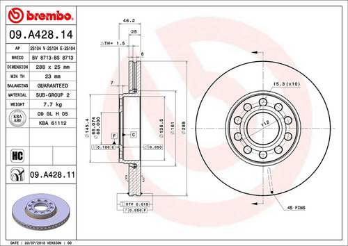 Disco De Freno / Vw Passat Gl 2004 Delantero Ventilado