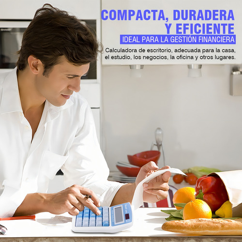 Calculadora Escritorio Mesa 12 Dígitos C/ Función Retroceso Color Azul