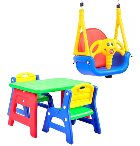 Hamaca De Bebe Elefantito Rodacross + Mesa Con 2 Sillas