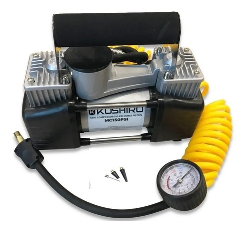 Imagen 4 de 4 de Compresor de aire mini a batería portátil Kushiro MC150PSI 25hp plateado/negro