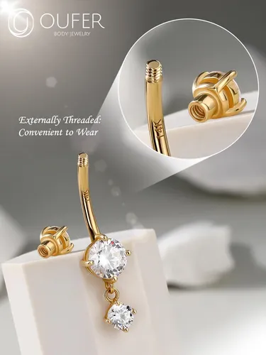 Anillos De Oro Macizo Para Ombligo En Estilo Corazon