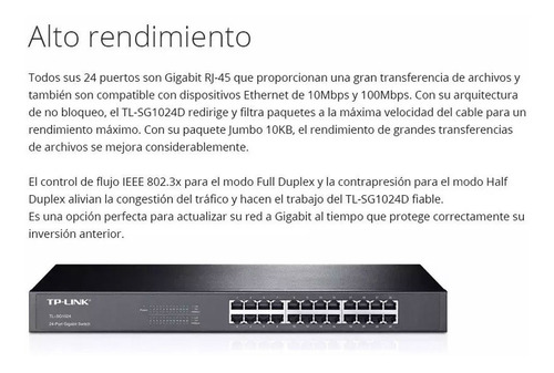 Switch Tp Link Tl-sg1024d 24 Puertos Rj45 Gigabit Rack