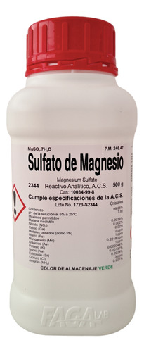 Sulfato De Magnesio R. A. De 500 G Fagalab