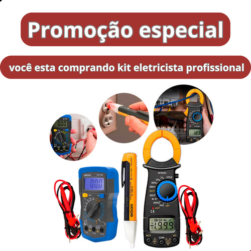 Kit Elétrico Profissional Com Alicate Amperímetro E Caneta