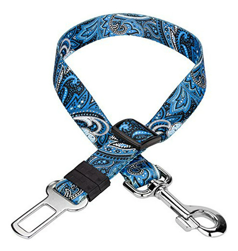 Correa De Seguridad Para Perros En Coche Azul Paisley