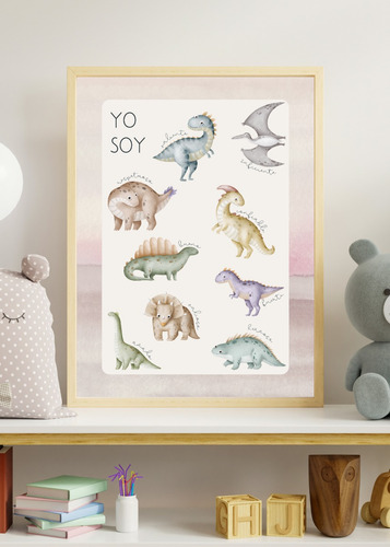 Lámina Decorativa Infantil Dinosaurios Autoestima P Cuadro