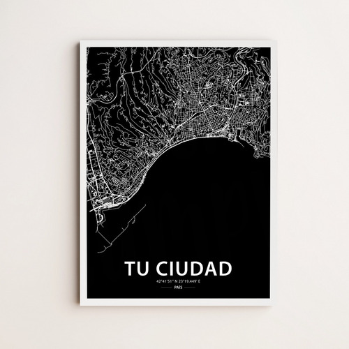 Lámina Mapa Ciudad Imprimible Personalizada Póster Ciudades