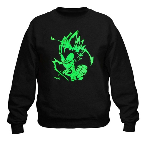 Sudadera Cuello Redondo Dragon Ball Z Vegeta Negro Brilla Os