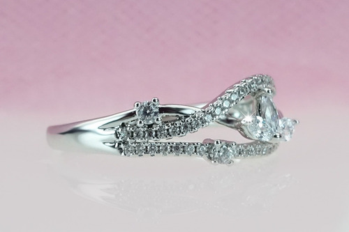 Imagen 4 de 9 de Anillo Flor Regalo Novia Promesa Compromiso Oro Blanco 18 *