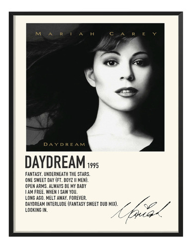 Poster Mariah Carey Album Music Tracklist Daydream 80x40