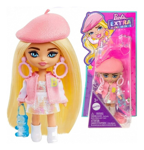 Muñeca Barbie Extra Mini Minis Rubia Con Boina (8,3cm)