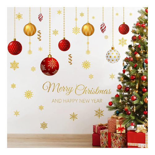 Calcomanías De Pared Navideña Bombilla De Navidad Remolinos