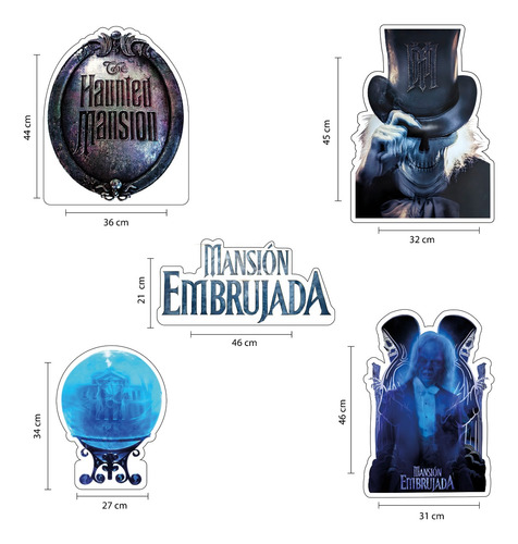 Figuras Mansión Embrujada Base Rígida Kit 5 Pzaz Coroplast