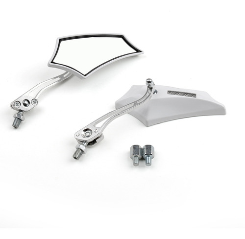 Espejos Retrovisores Blancos Para Moto Chopper Cruiser Stree