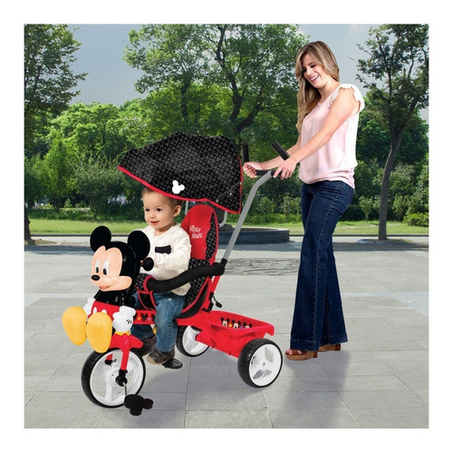 Triciclo Apache 3 En 1 Mickey Figura 3d Y Cajuela Color Rojo