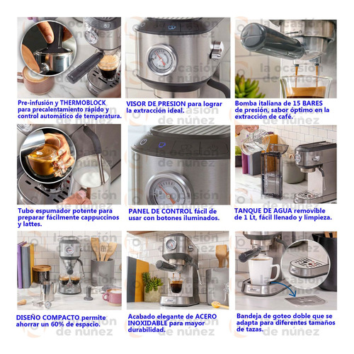 Imagen 3 de 7 de Cafetera Electrica Oster Compacta Espresso 15 Bares Em7200