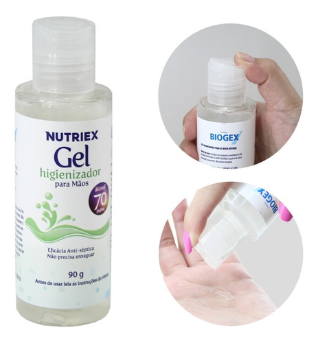 Alcool Gel 70° % Antisséptico Bactericida Mãos Kit C/6 Peças