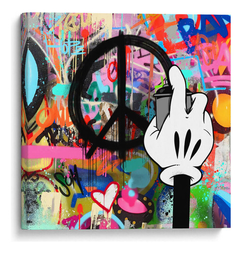 Canvas Lab Cuadro Peace Intervention Cartoon Negro 120x120
