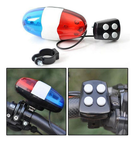A Timbre De Bicicleta, 6 Led, 4 Tonos Bocina Luz Led Sirena