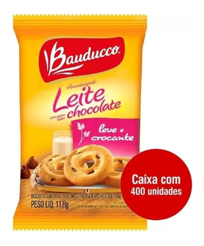 Biscoito Amantegado Leite Com Gotas Bauducco 400 Sachês