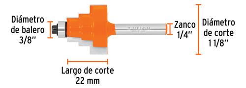 Broca Para Router Escalonada 1-1/8in Con Balero Truper