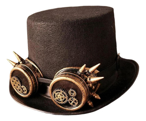 Sombrero De Copa Steampunk Unisex Con Gafas, Talla Única, Es