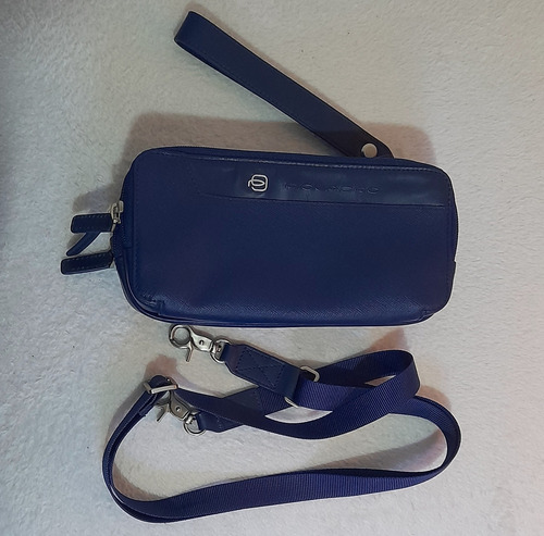 Cartera Piquadro De Mano Con Correa Regulable Azul Oscuro Lisa Níquel Azul Oscuro (Usado)