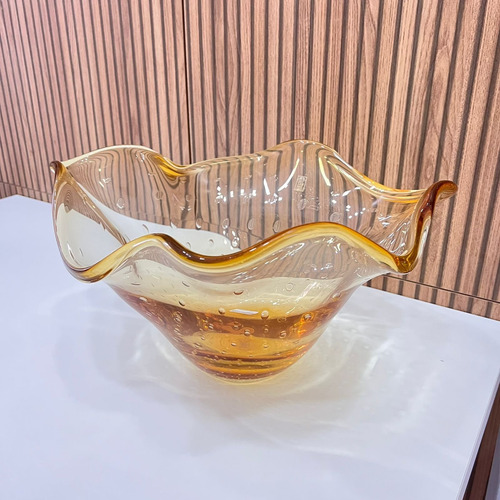 Centro De Mesa / Champanheira Em Cristal De Murano Âmbar Cri