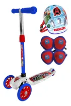 Comprar Monopatín Avengers Plegable Luces Casco Rodilleras Y Coderas