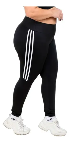 Calça legging preta com listra branca na best sale lateral