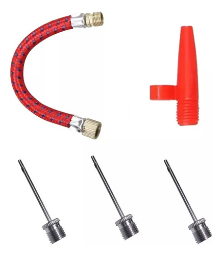 Kit Bico Pito Bomba De Encher Bola Adaptador Pneu 5 Pçs 110v/220v